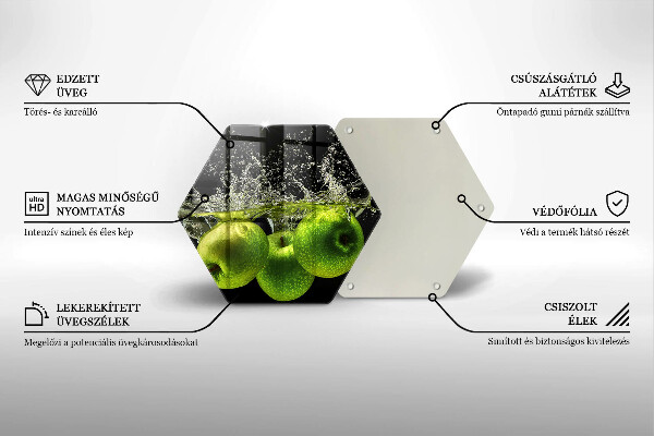 Glas Herdabdeckplatte Grüne Äpfel und Wasser