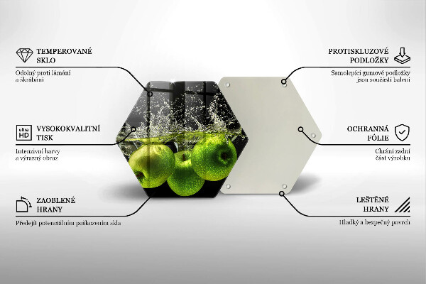 Glas Herdabdeckplatte Grüne Äpfel und Wasser