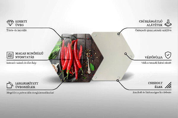 Glas Herdabdeckplatte Rote Chilischoten