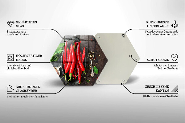Glas Herdabdeckplatte Rote Chilischoten