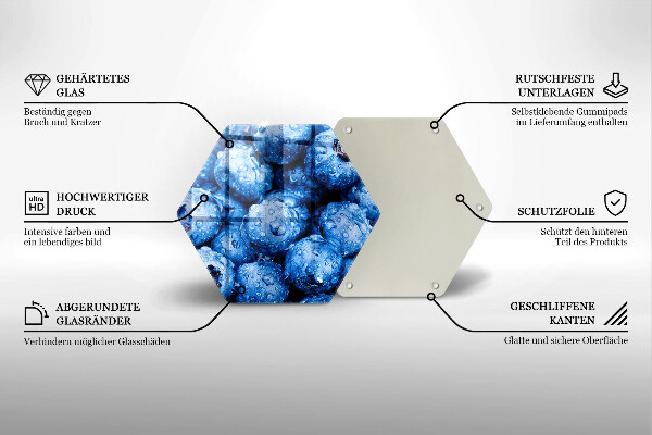 Glas Herdabdeckplatte Saftige Blaubeeren