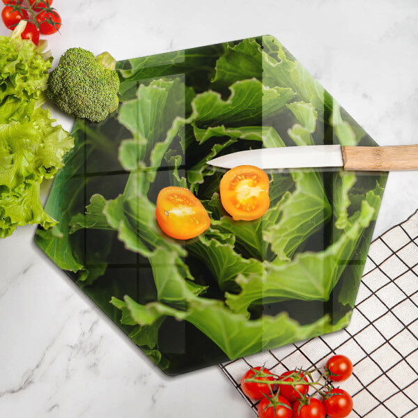 Glas Herdabdeckplatte Salatblätter essen