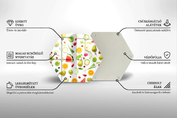 Glas Herdabdeckplatte Obst- und Gemüsemuster