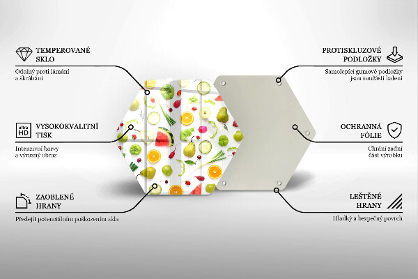 Glas Herdabdeckplatte Obst- und Gemüsemuster