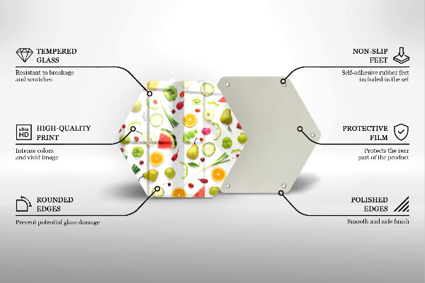 Glas Herdabdeckplatte Obst- und Gemüsemuster