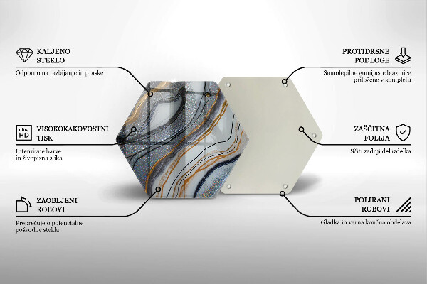 Glas Herdabdeckplatte Rock mit Gold