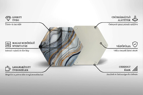 Glas Herdabdeckplatte Rock mit Gold