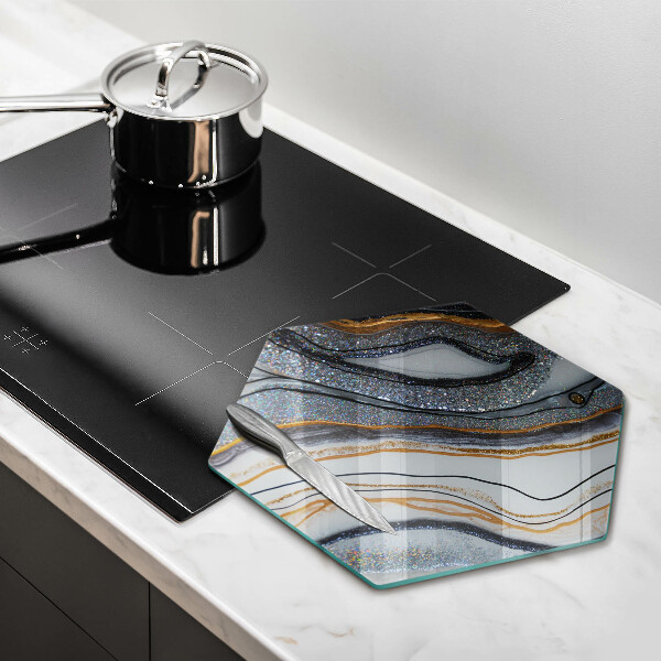 Glas Herdabdeckplatte Rock mit Gold