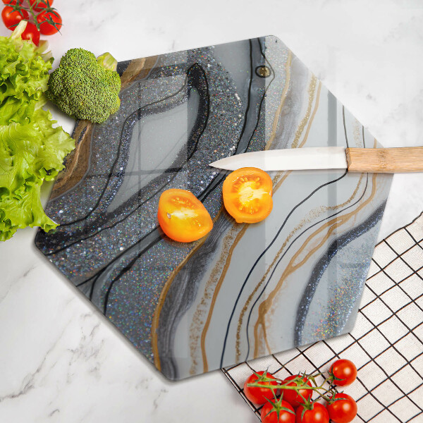 Glas Herdabdeckplatte Rock mit Gold