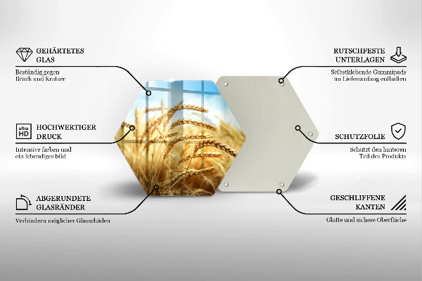 Glas Herdabdeckplatte Getreideähren auf dem Feld