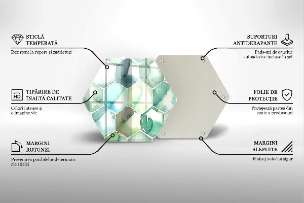 Glas Herdabdeckplatte Aquarell-Sechsecke