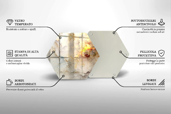 Glas Herdabdeckplatte Marmorstruktur mit Gold
