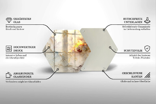 Glas Herdabdeckplatte Marmorstruktur mit Gold