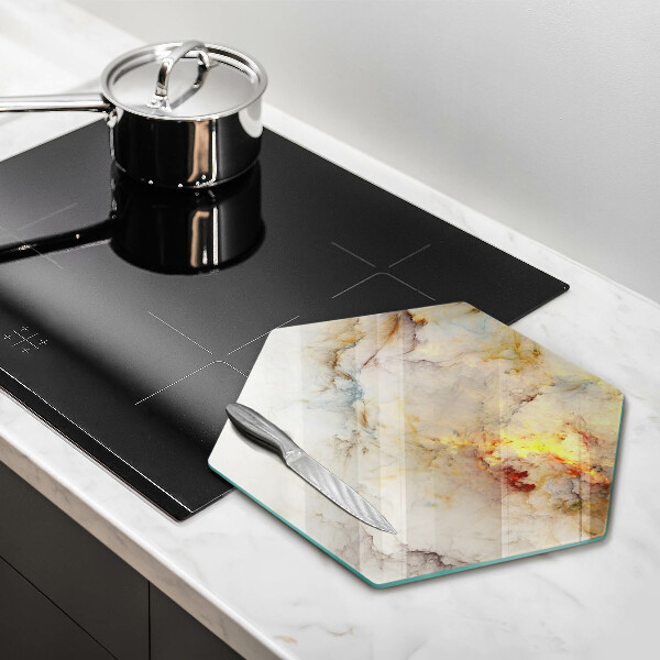 Glas Herdabdeckplatte Marmorstruktur mit Gold
