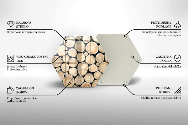 Glas Herdabdeckplatte Baumstämme aus Holz