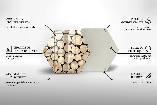 Glas Herdabdeckplatte Baumstämme aus Holz