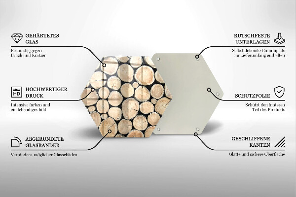 Glas Herdabdeckplatte Baumstämme aus Holz