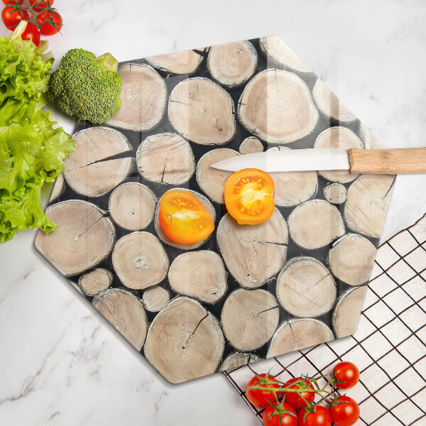 Glas Herdabdeckplatte Baumstämme aus Holz