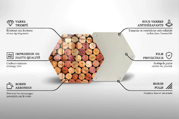 Glas Herdabdeckplatte Weinkorken-Muster