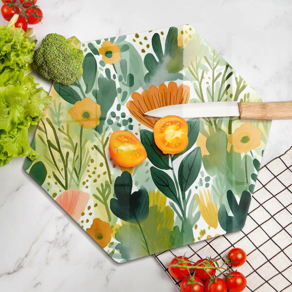 Glas Herdabdeckplatte Bemalte Blumen
