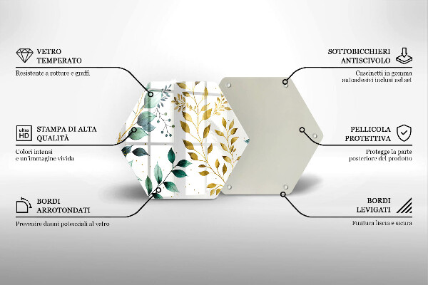 Glas Herdabdeckplatte Grüne und goldene Blätter