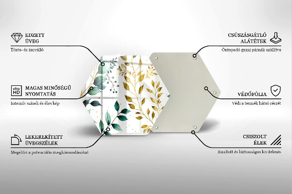 Glas Herdabdeckplatte Grüne und goldene Blätter