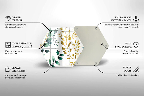 Glas Herdabdeckplatte Grüne und goldene Blätter