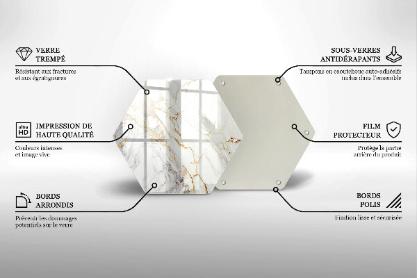 Glas Herdabdeckplatte Heller Marmor mit Gold