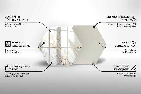 Glas Herdabdeckplatte Heller Marmor mit Gold