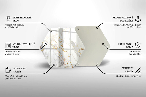 Glas Herdabdeckplatte Heller Marmor mit Gold