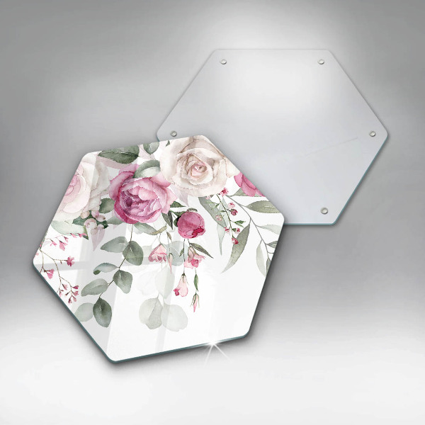Glas Herdabdeckplatte Aquarellrosen
