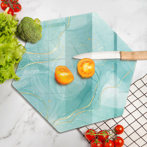 Glas Herdabdeckplatte Blaue und goldene Abstraktion