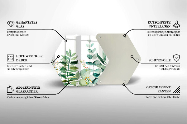 Glas Herdabdeckplatte Illustration der Pflanzenblätter
