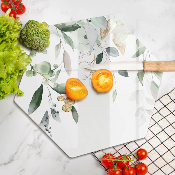 Glas Herdabdeckplatte Aquarellblätter