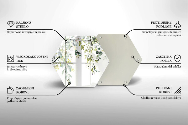 Glas Herdabdeckplatte Dekorative Blätter und Blüten