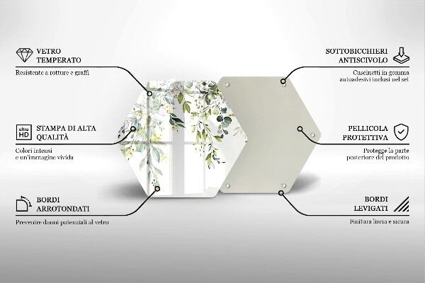 Glas Herdabdeckplatte Dekorative Blätter und Blüten