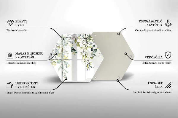 Glas Herdabdeckplatte Dekorative Blätter und Blüten