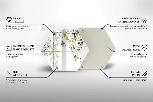 Glas Herdabdeckplatte Dekorative Blätter und Blüten