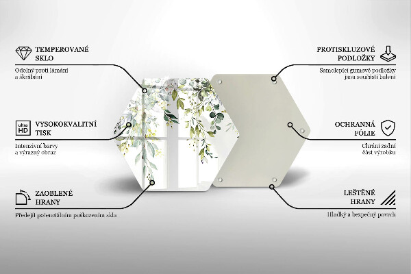 Glas Herdabdeckplatte Dekorative Blätter und Blüten