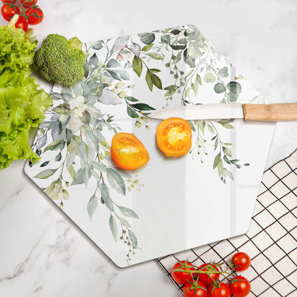 Glas Herdabdeckplatte Dekorative Blätter und Blüten