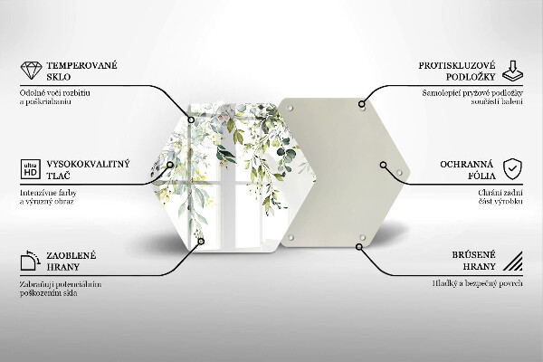 Glas Herdabdeckplatte Dekorative Blätter und Blüten