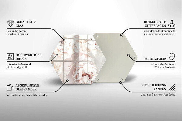 Glas Ceranfeldabdeckung Pastellfarbene Pfingstrosen