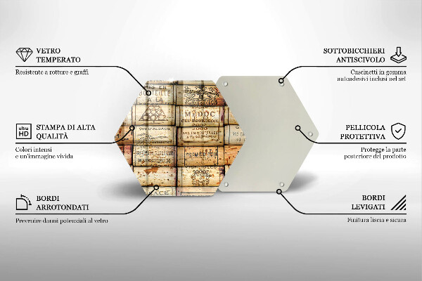 Glas Herdabdeckplatte Alte Weinkorken
