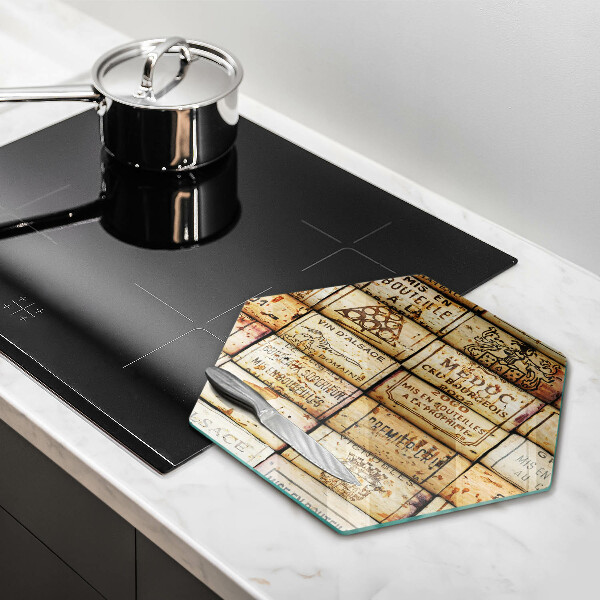 Glas Herdabdeckplatte Alte Weinkorken