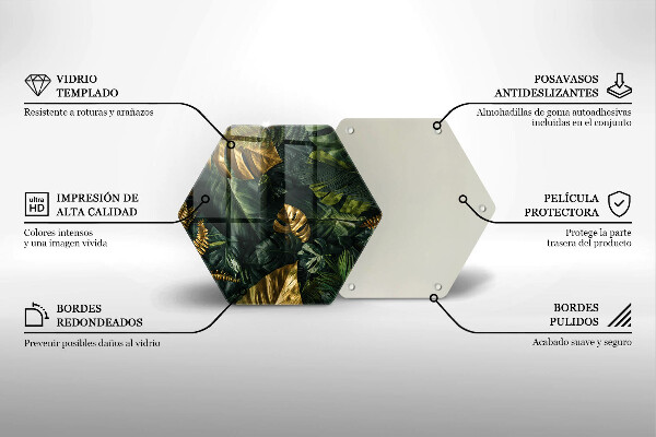 Glas Ceranfeldabdeckung Goldene Monstera-Blätter