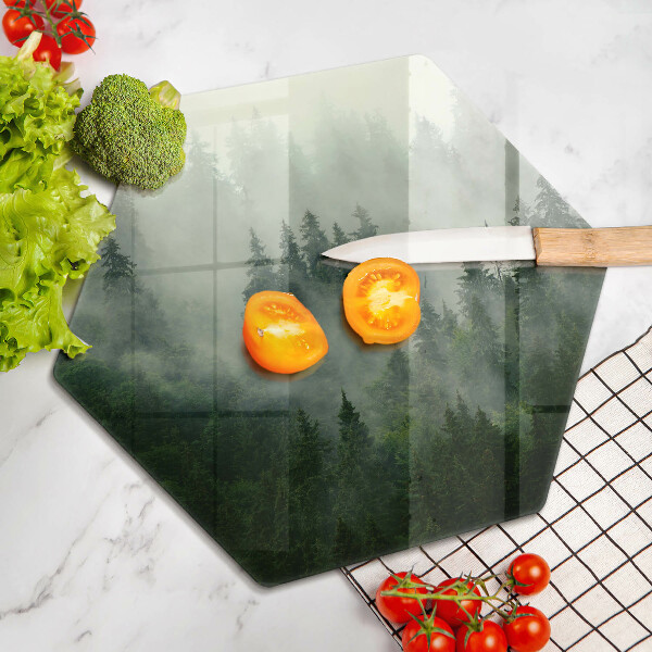 Glas Herdabdeckplatte Nebelige Waldlandschaft