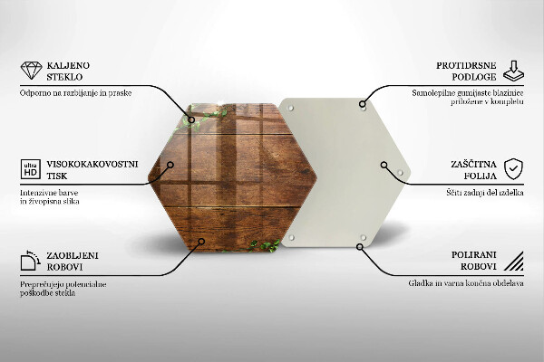 Glas Herdabdeckplatte Holzbretter und Blätter