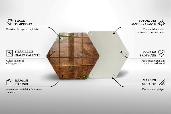 Glas Herdabdeckplatte Holzbretter und Blätter