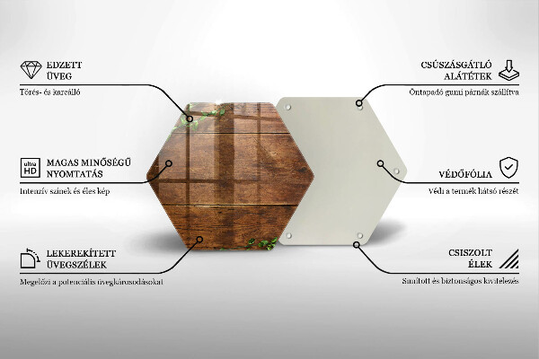 Glas Herdabdeckplatte Holzbretter und Blätter
