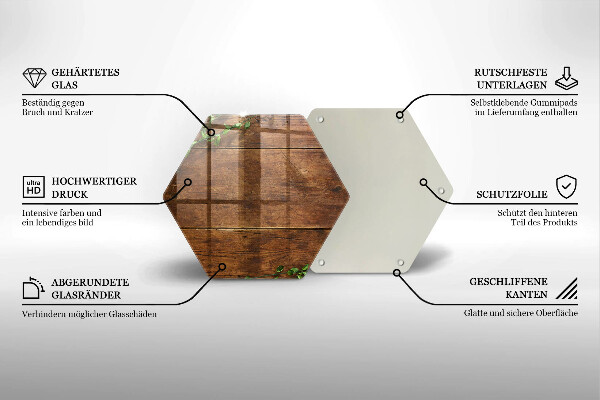 Glas Herdabdeckplatte Holzbretter und Blätter